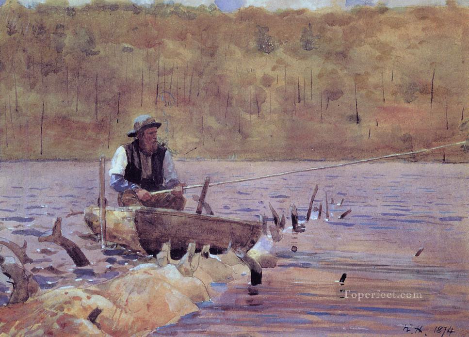 パント釣りをする男 リアリズム画家 ウィンスロー・ホーマー油絵